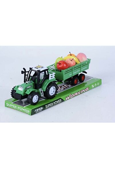 CasaDesteapta.ro Tractor de Jucărie cu Remorcă și 6 Fructe, Fricțiune, Design...
