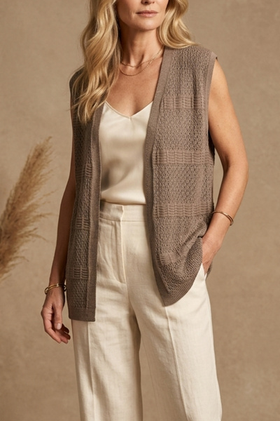 zerfu Women's Casual Sleeveless Long Oversize Knitwear Cardigan Vest