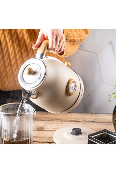 Klausberg KB-9006 Fierbător electric retro de 1.7L cu termometru INOX 304