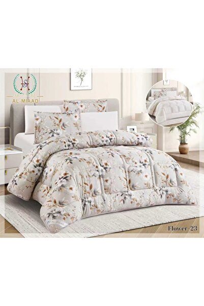 ALMIAAD Flower Puffed Microfiber Double-Sided Quilted Comforter with Fixed Fi...