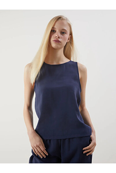 LC Waikiki Navy Blue Crew Neck Women's Blouse
