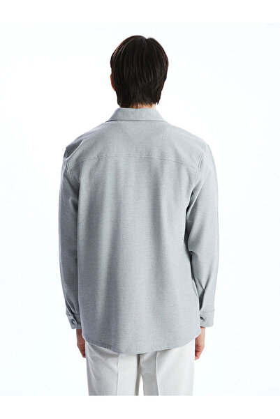 LC Waikiki Gray Comfortable Fit Long Sleeve Dobby Men's Shirt