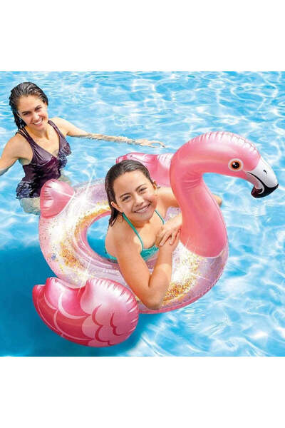 Vivendo Colac gonflabil pentru copii cu sclipici model Flamingo 56251, 99x89x...