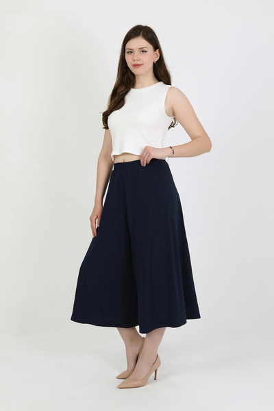 TANISA Liva Elastic Waist Draped Wide Cut Skirt Trousers Tns-4404