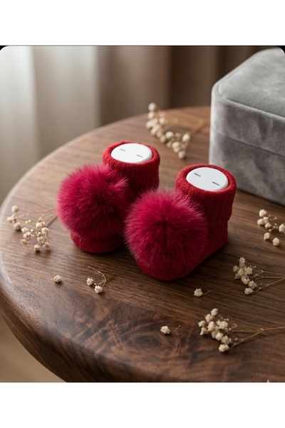 Baby by Bumbo kırmızı ponponlu aksesuarlı bebek çorap