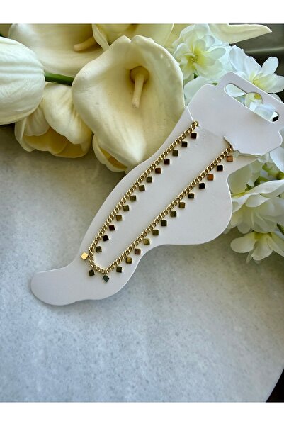 Merishe Jewerly خلخال ذهبي مربع الشكل قابل للتعديل