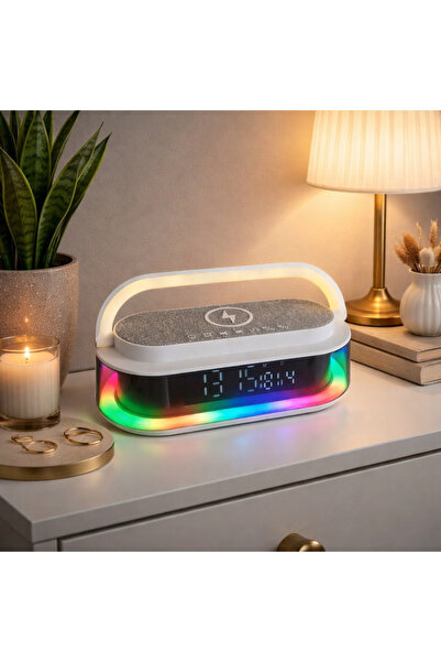 Vivendo Boxa inteligenta cu ceas LED, incarcare wireless, 15W, Bluetooth 5.3 ...