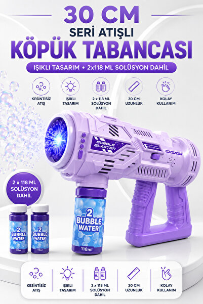 NeoThings Led Işıklı 30 Cm Köpük Tabancası Seri Atışlı Baloncuk Tabancası 2x1...