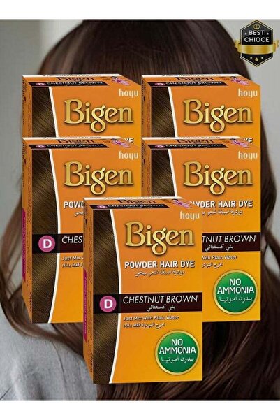 BİGEN 5 قطع من مسحوق صبغة الشعر باللون البني الكستنائي مع الماء العادي خالي م...