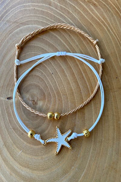Shepidi 2-Pack White Star Object Adjustable Anklets