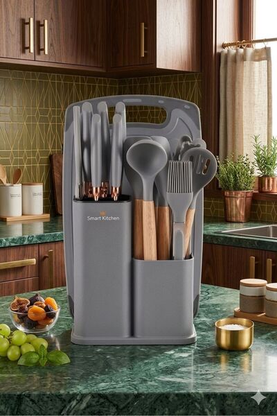 ExtraHome 19-Piece Set of Kitchen Utensils and Cooking Tools with Wooden Hand...