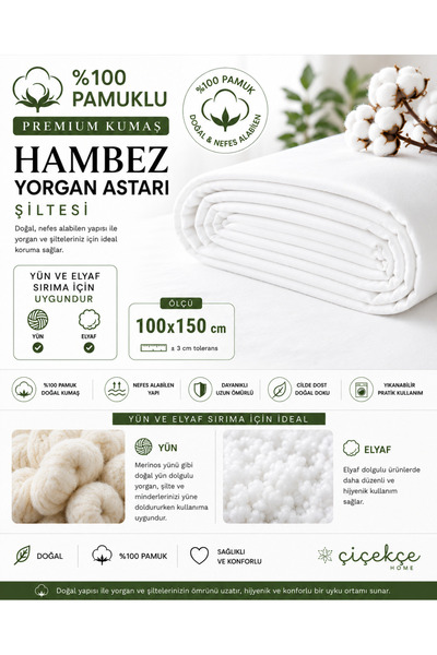 Çiçekce Home evinize renk katar Yorgan Astarı & Şiltesi & Kılıfı 100% Pamuk H...