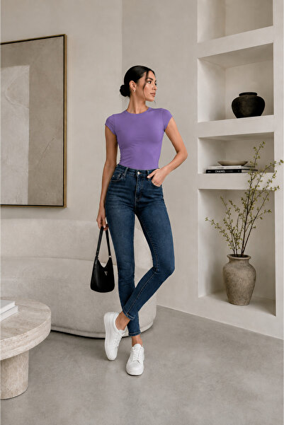 ButikDina High Waist Lycra Blue Effect Skinny Jeans