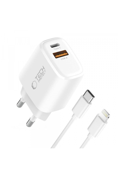 Tech-Protect Incarcator Retea Cu Cablu Lightning NCA20, 20W, 3A, 1 x USB-A - ...