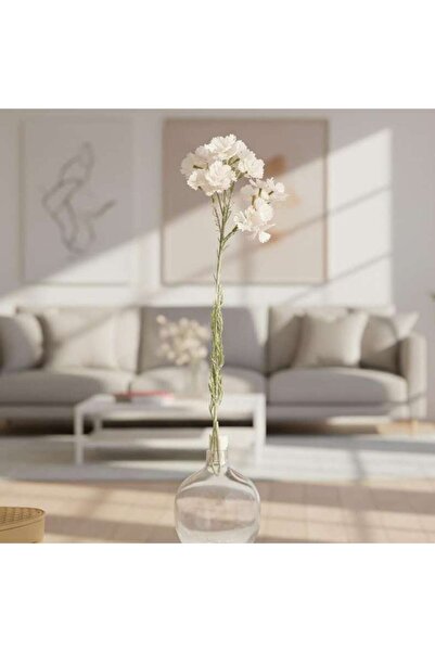 PAN HOME زهرة قرنفل صناعية بطول 66 سم - بيضاء