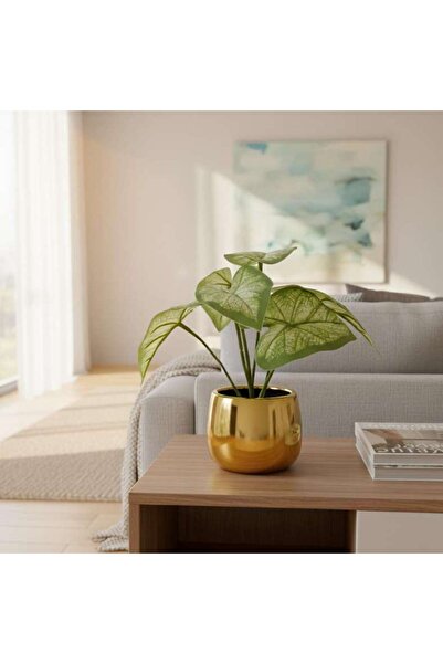 PAN HOME Artificial Taro Plant In Ceramic Pot H19cm - Green