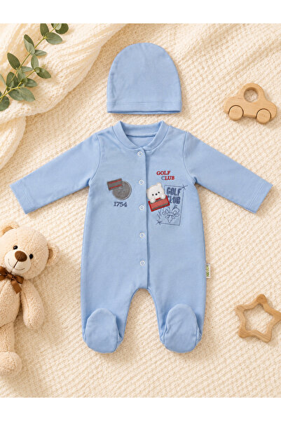 Linda Harris Golf Club Baby Blue Baby Jumpsuit with Hat
