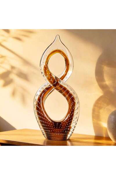 PAN HOME Forge Glass Eight Decor Sculpture 18x11x41.5cm - Brown
