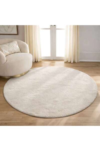 PAN HOME Ultima Plush Rug Dia 120cm - Off White