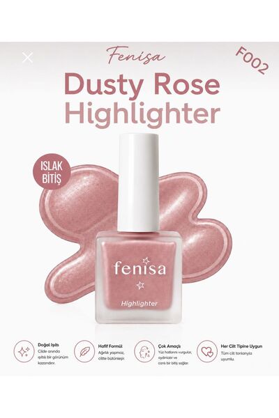 FENİSA Ciltle Bütünleşen Kalıcı Likit Aydınlatıcı Dusty Rose Highlighter (F002)