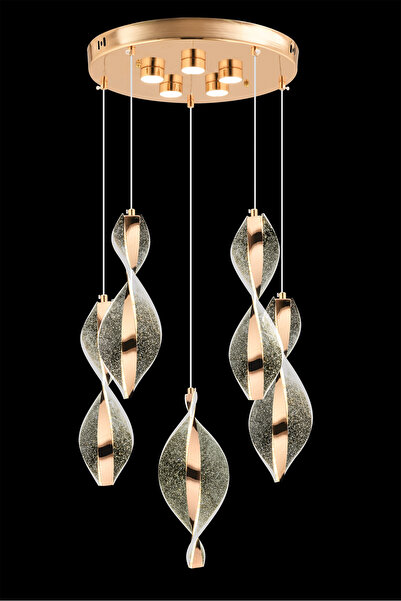 Luxira Aydınlatma Mars 5 li Gold Kumandalı 3 Renk Ledli Modern Led Avize