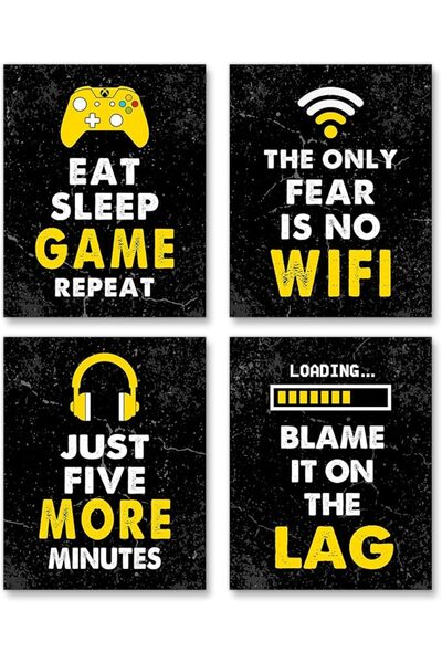 ESSESORIES Gaming Poster Wall Art Set of 4 Room Decor Self Adhesive
