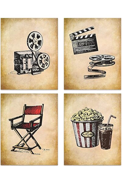 ESSESORIES لوحة قماشية بتصميم مسرح سينمائي كلاسيكي، ملصق سينمائي على شكل بكرة...