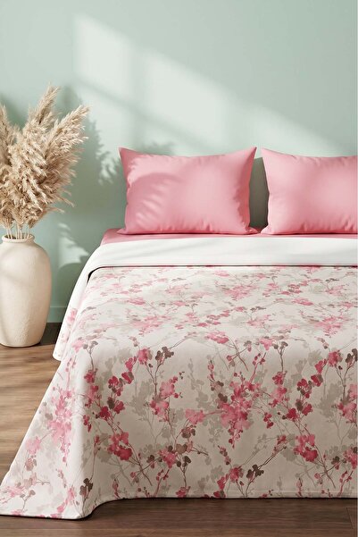 Rivaİstanbul Cherry Blossom Patterned Double Printed Pique & Bedspread 200X23...