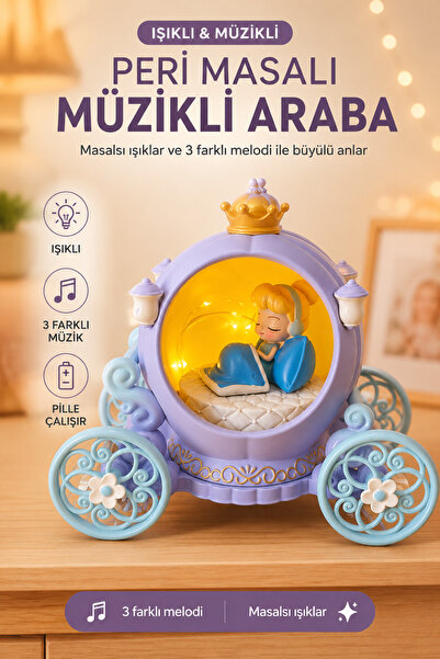 BENT Peri Masalı Müzikli Araba Gece Lambası Işıklı Dekoratif Prenses Temalı G...