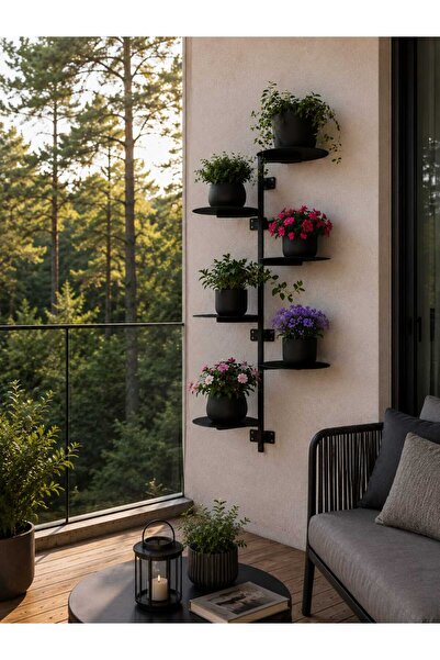 SUPER FLAMM Modern Metal Çiçeklik Balkon Teras Kış Bahçesi 6 Saksılık