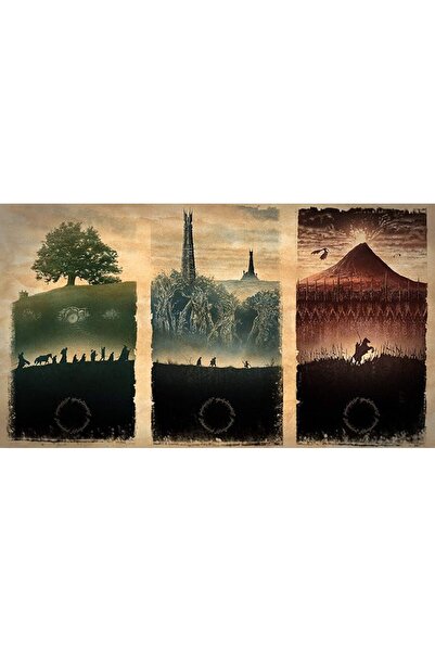ESSESORIES ملصق جداري فني ذاتي اللصق بتصميم خريطة أرض الوسط من فيلم سيد الخوا...
