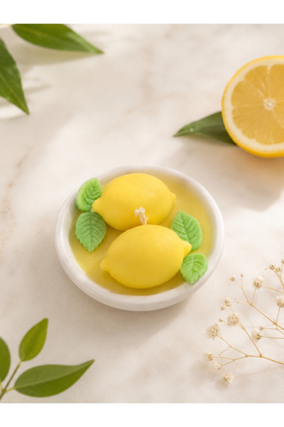 Handmade Mini Limon Kasesi Soya Wax Mum