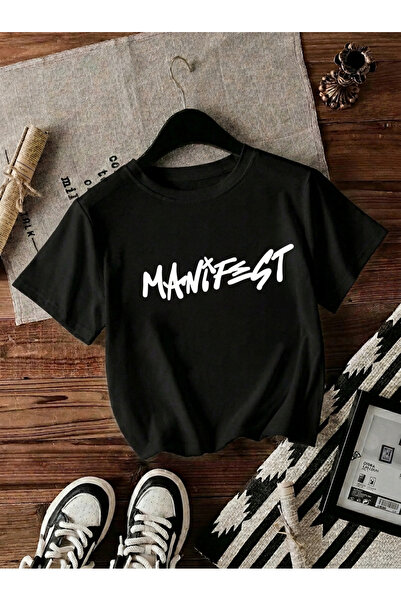 Let's Wear Manifest Fanlarına Özel Baskılı Çocuklar İçin %100 Pamuklu Bisikle...