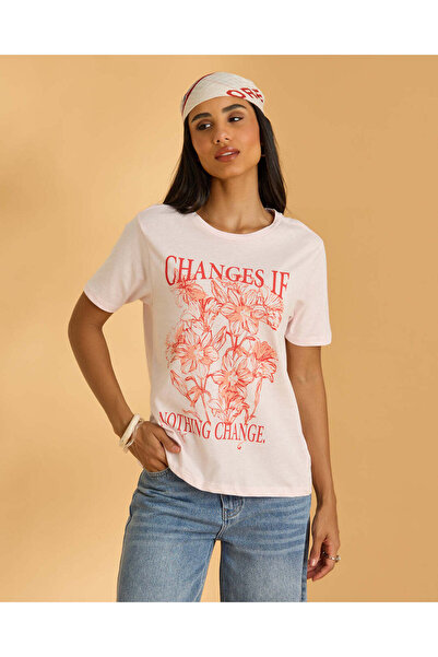 REDTAG Women White Printed T-Shirt