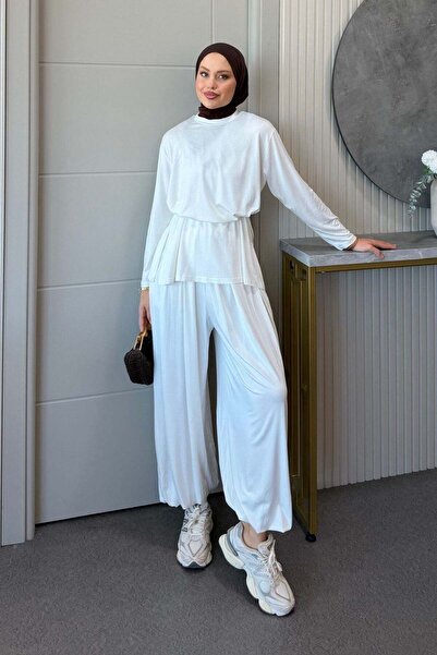 Hazamoda Hünkar Drawstring Combed Cotton Suit White