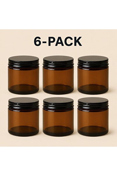 OEM Recipiente din Sticla pentru Lumânări | 100ml | 6 buc | Ambra | Capac alu...