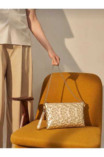 ÖZÜM ÇANTA Women's Star Embroidered Chain Strap Portfolio Bag