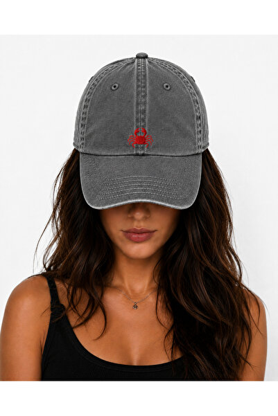 WeavedCo Red Crab Embroidered Hat, Vintage Washed Baseball Cap (Crab Embroide...