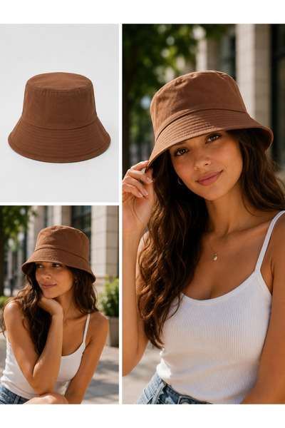 Genel Markalar Kahverengi Bucket Kova Şapka Unisex Balıkçı Şapka Günlük Kullanım