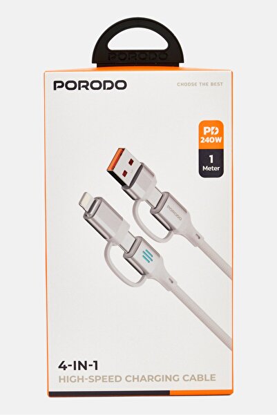 porodo 4 In 1 High Speed Charging Cable, Silver