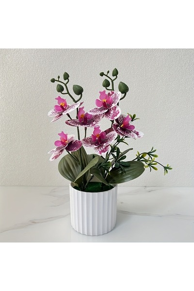 Choice1 Spot Purple Artificial Orchid Butterfly Double Bundle with 6 Blooms, ...