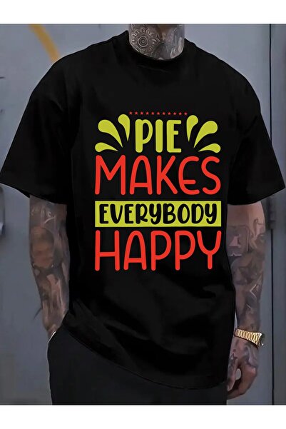 LİNA06 تي شيرت Happy Pie للرجال من Comfort Colors، تي شيرت أسود برسومات أنيقة...