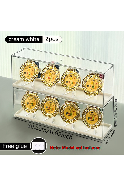 Choice1 2pcs-Cream White 1pc rectangular plastic marathon medal storage box, ...