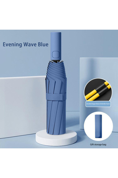 Choice3 Blue Automatic Umbrella 24 Bone Solid Color Automatic Umbrella Light ...