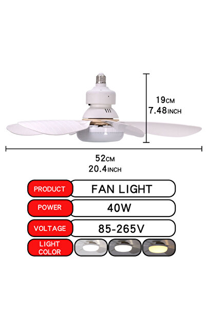 Choice1 85-265V FSD-520-F-40W LED Ceiling Fan with Light and Remote Control 3...