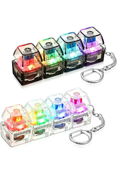 Choice3 Black-Transparent Keyboard Fidget Toy Mini Gift Led Light Up Keychain...