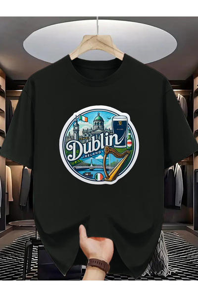 NOURAM Men's Ireland T-Shirt - Irish Harp & Beer Print Short Sleeve Shirt, Br...