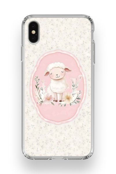 FLAMENKO iPhone X / XS Compatible Tiny Lamb Pattern Transparent Phone Case