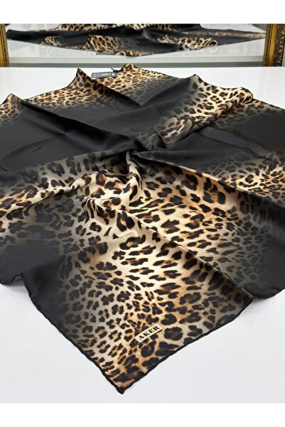 Aker Sura Silk Scarf Leopard Black, Mink, Cream
