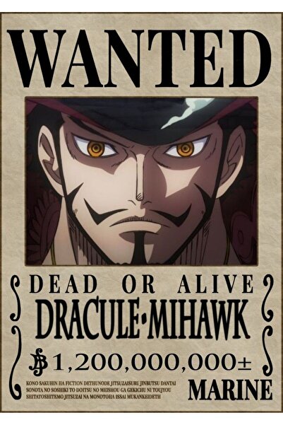 ESLEM One Piece Dracule Mihawk Wanted Ödül Afişi Dijital Baskı Kağıt Poster